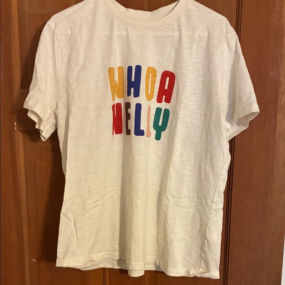 White Short Sleeve Graphic Tee with Multicolor Lettering